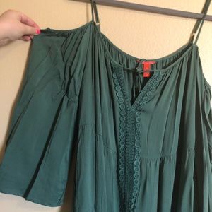 Olive green cold shoulder dress